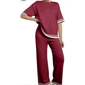 Lounge Sets for Women Casual 2 Piece Sweater Sets Loose Knit Pajama Sets- Large